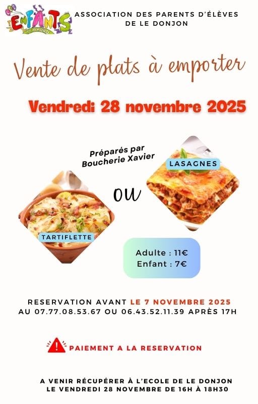🍽️ Vente de plats à emporter ! 🥘